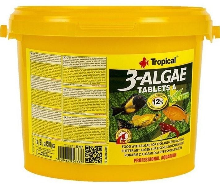 Tropical 3-ALGAE tablet balık yemi 4500 adet (Kova)