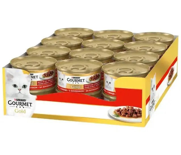 GOURMET Gold Sığır Eti Parçalı Soslu Konserve Yaş Kedi Maması 85 gram X 24 Adet
