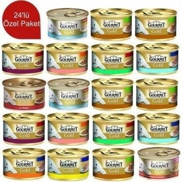 Gourmet Gold Parça Etli Konserve Yaş Kedi Maması 24 Adet