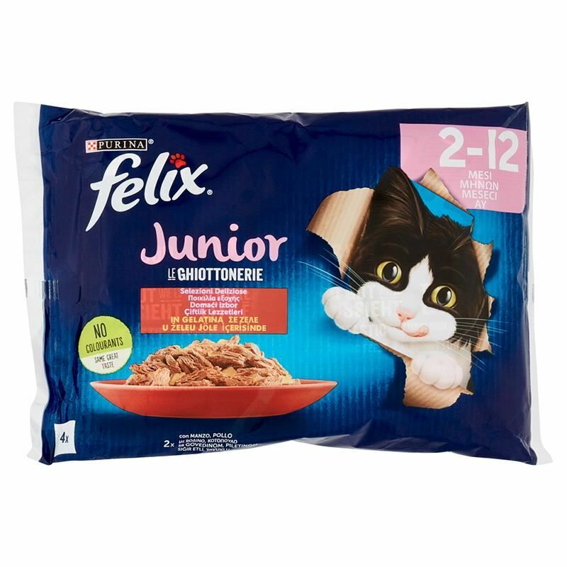 Felix Multipack Junior Tavuklu Ve Sığır Etli Karışık Yavru Kedi Yaş Mama 4x85gr