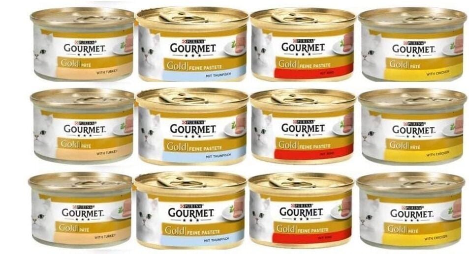 GOURMET Gold Karışık Kıyılmış Konserve Yaş Kedi Maması 85 gram X 12 Adet
