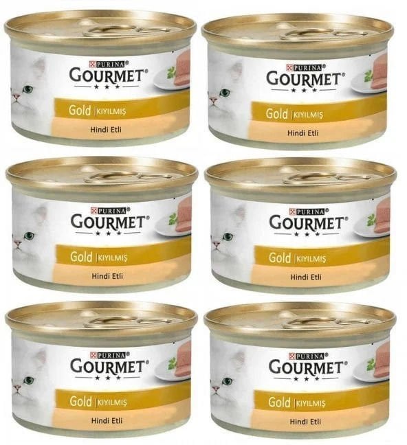 Gourmet Gold Kıyılmış Hindi Etli Konserve Yaş Kedi Maması 6 Adet