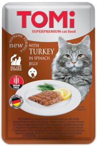 Tomi Kedi Hindi & Ispanak Tahılsız Pouch Mama 100gr