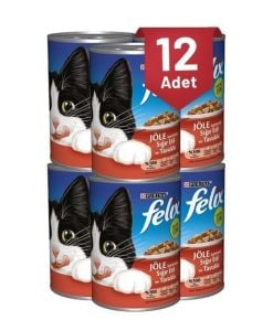 Felix Sığır Etli Tavuklu 400Gr X 12 Adet Kedi Konservesi
