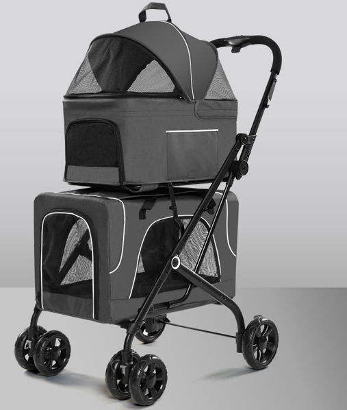 Tommy Çift Katlı Evcil Hayvan Arabası Gri 66*50* 98cm Max 30kg